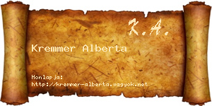 Kremmer Alberta névjegykártya